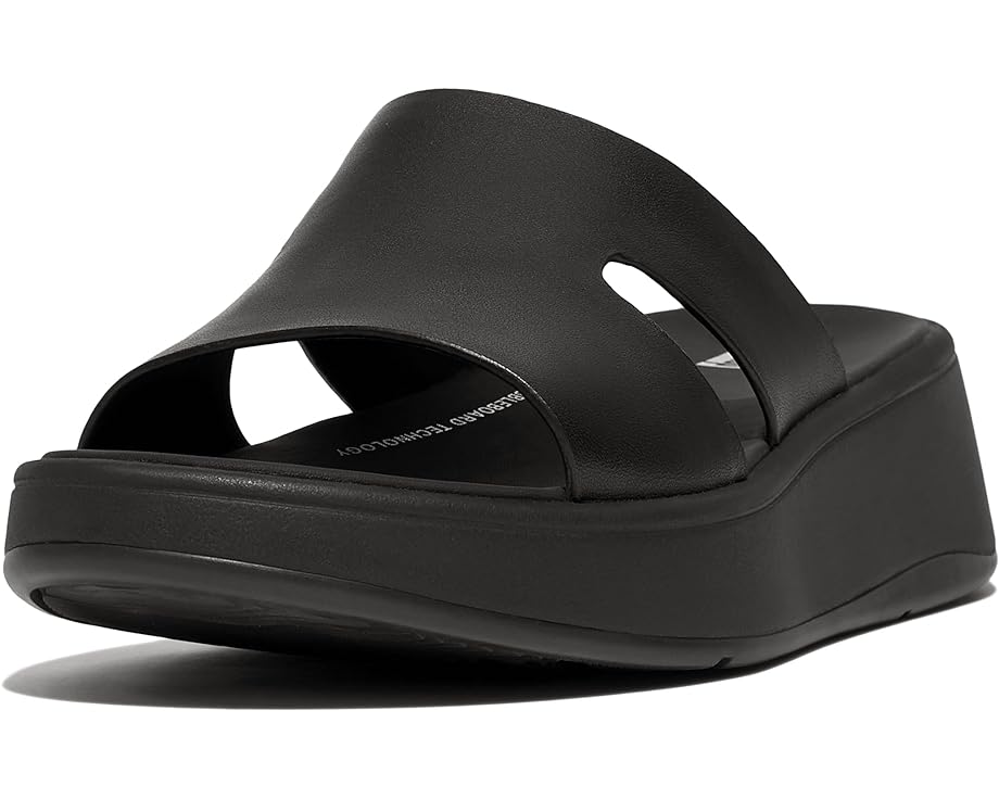 

Сандалии FitFlop F-Mode Raw-Edge Leather Flatform H-Bar Slides, черный