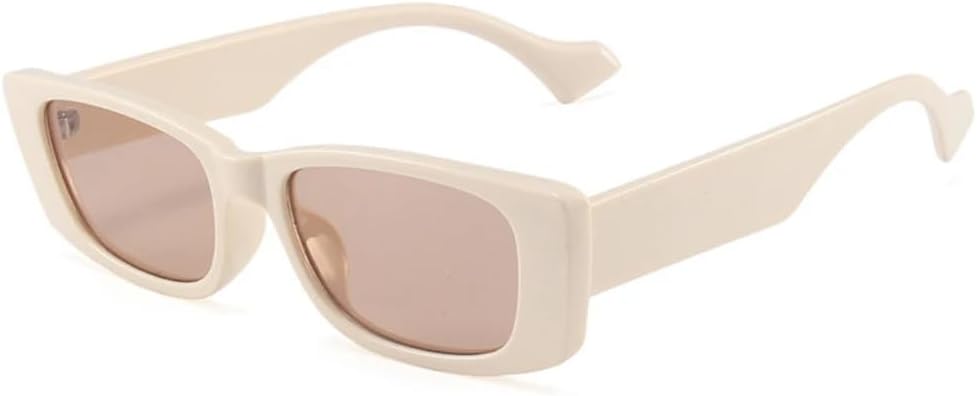 

Ретро-солнцезащитные очки маленького прямоугольного размера для женщин, популярные модные очки конфетных цветов, мужские очки с защитой от УФ-излучения UV400 HHZZYVY, Beige Tea