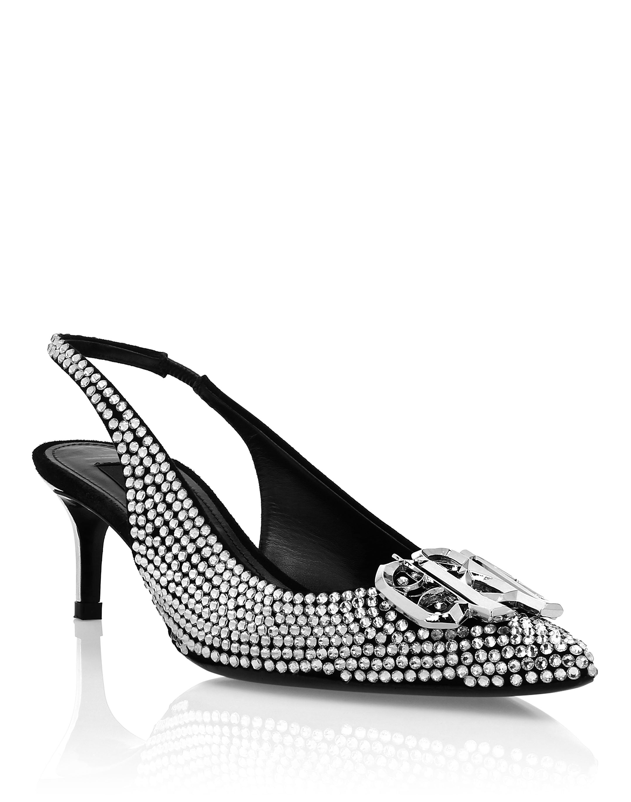 Туфли Strass Low Plein Heels Slingback Gothic Plein PHILIPP PLEIN, серебряный