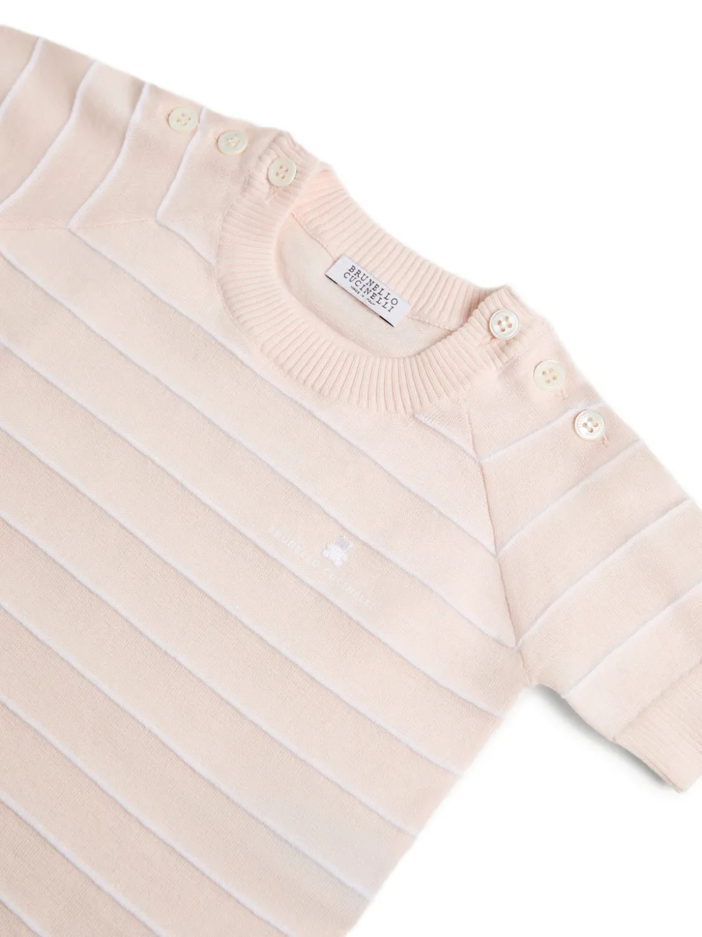 Боди в полоску Brunello Cucinelli Kids, розовый — фото 3