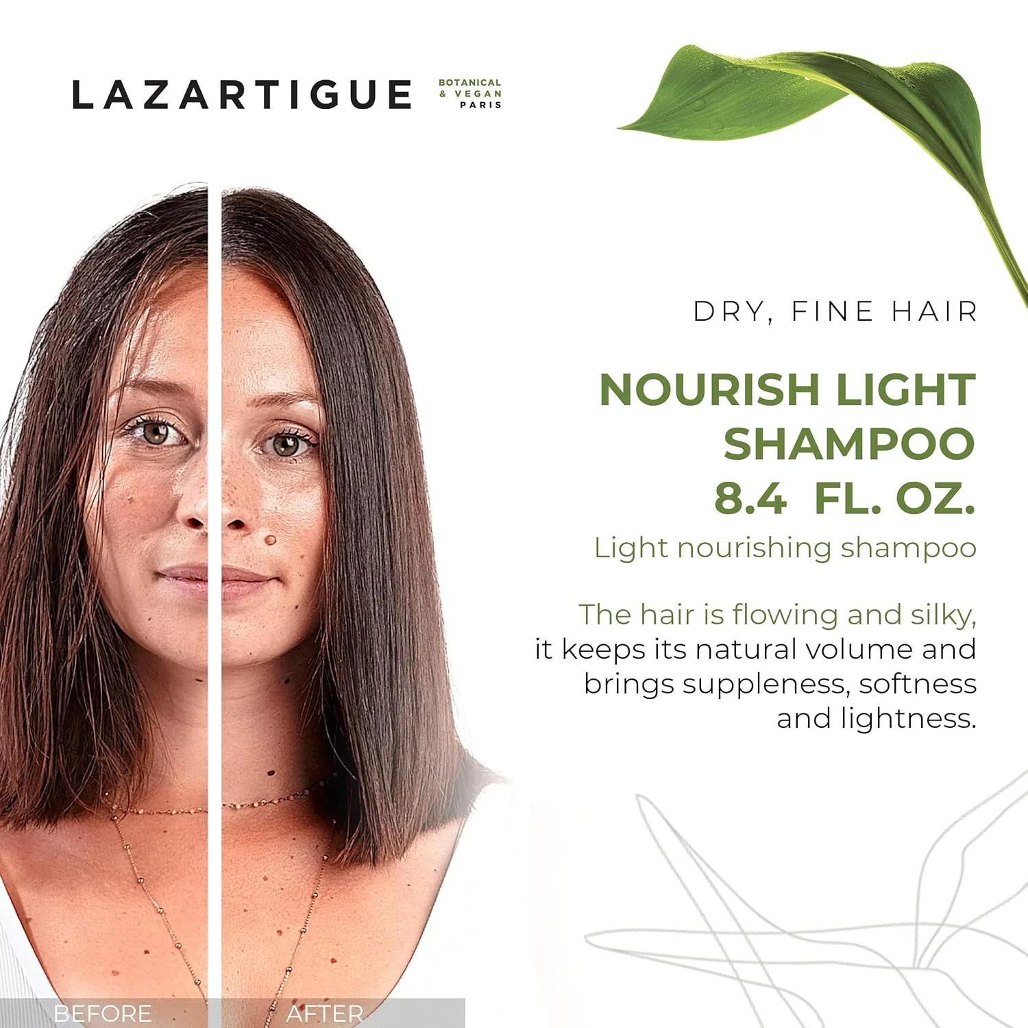 Легкий питательный шампунь Lazartigue Nourish, обогащенный соевым маслом, для сухих и тонких волос, веганский, без сульфатов и силиконов, 240 мл. — фото 2