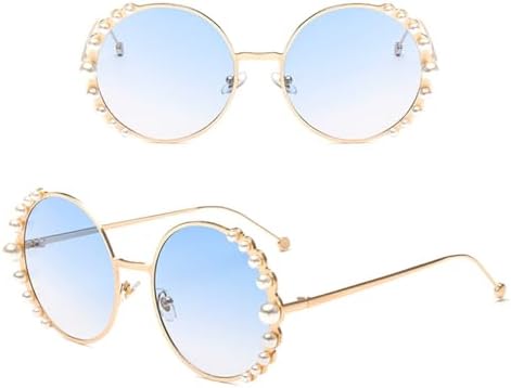 

Солнцезащитные очки 2027 года для женщин, металлическая оправа, круглые солнцезащитные очки с зеркальными линзами, перламутровые линзы, защита от УФ-излучения UV400 MTZJH, 4