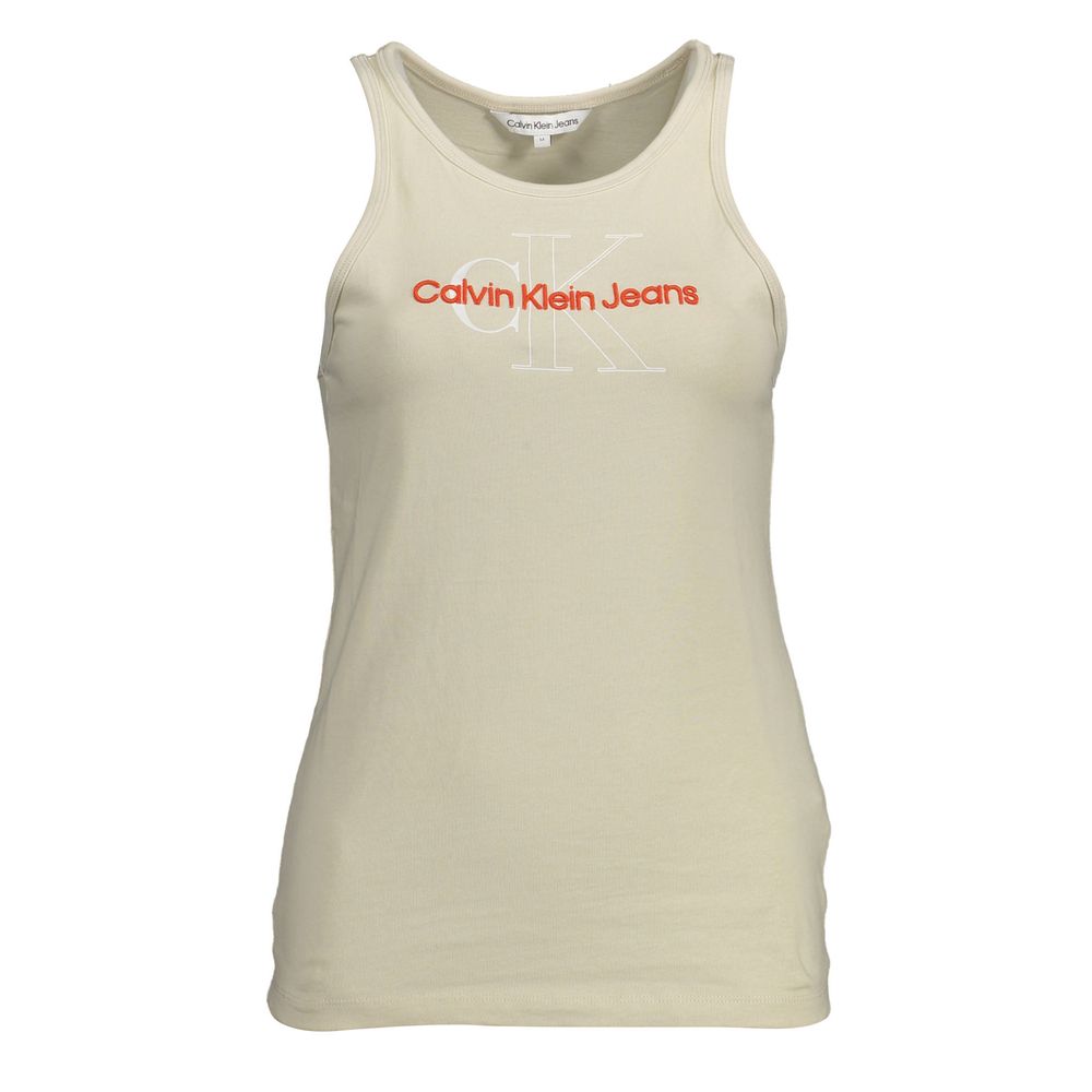 

Бежевая хлопковая футболка Calvin Klein, бежевый