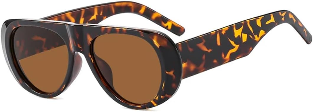 

Солнцезащитные очки для мужчин и женщин - защита UV400 - сине-зеленые широкие дужки, цветные линзы, для занятий спортом на открытом воздухе и вождения DSVIGF, Leopard Tea