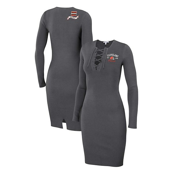 

Женское платье с длинными рукавами Cleveland Browns цвета антрацит Wear By Erin Andrews