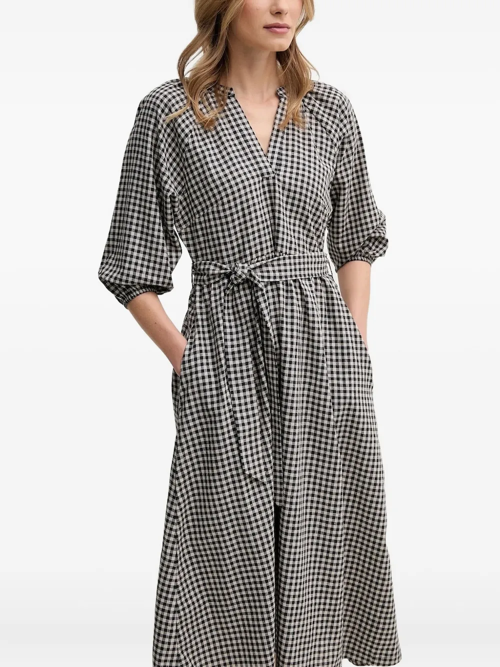 

Платье миди в клетку с поясом Barbour, синий