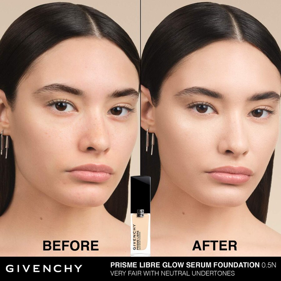 Тональная основа Prisme Libre Glow Serum с эффектом разглаживания и естественным финишем Givenchy, 1 oz /30 ml, 0.5N — фото 2