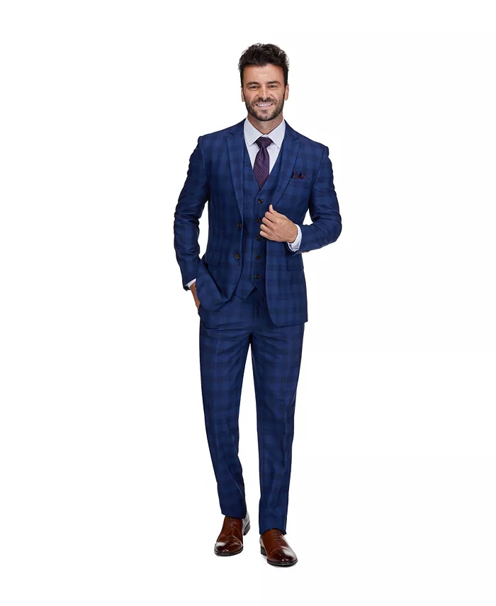 

Мужской трехкомпонентный костюм Slim Fit в клетку Gino Vitale, серый