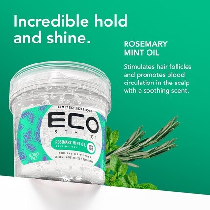 Гель для волос Rosemary Mint Eco Styler, увлажняющий и укладочный, без спирта, 473 мл — фото 3