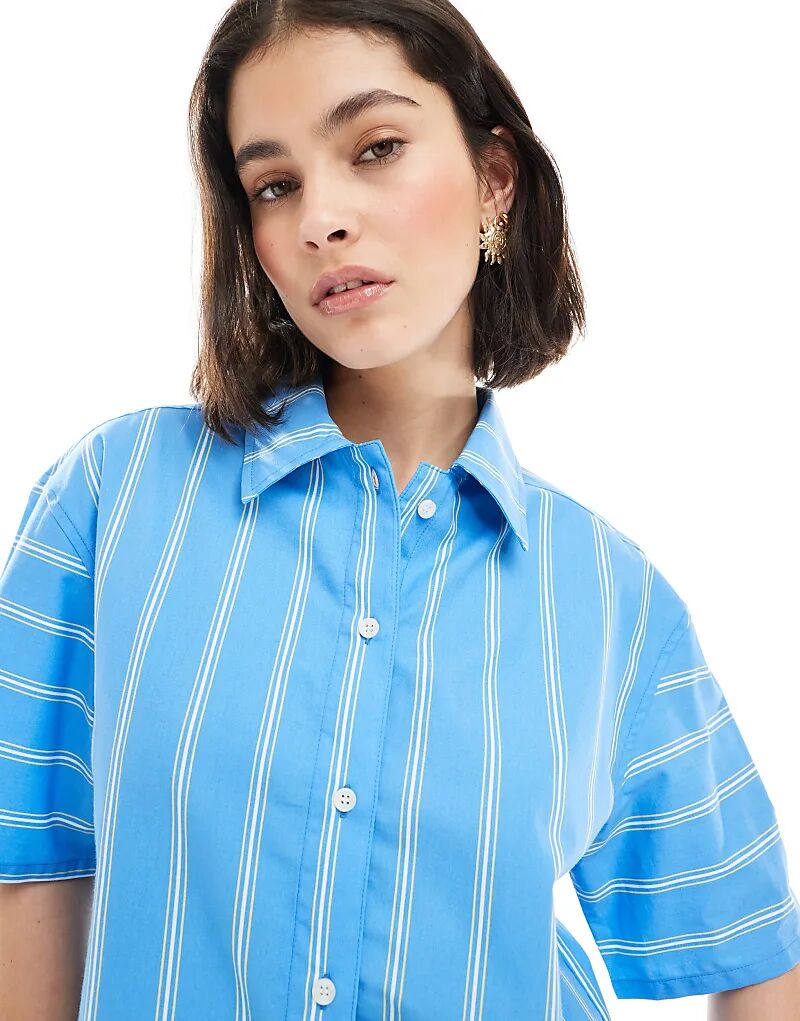 

Укороченная рубашка из хлопкового поплина ASOS DESIGN с контрастными полосками на рукавах