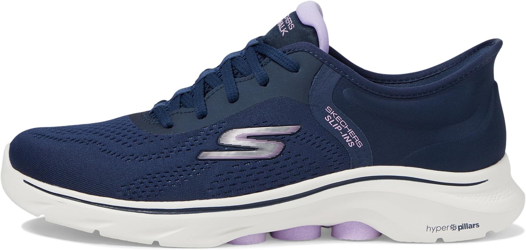 Кроссовки SKECHERS Performance Go Walk 7 Valin Hands Free Slip-Ins, цвет Navy/Lavender — фото 4