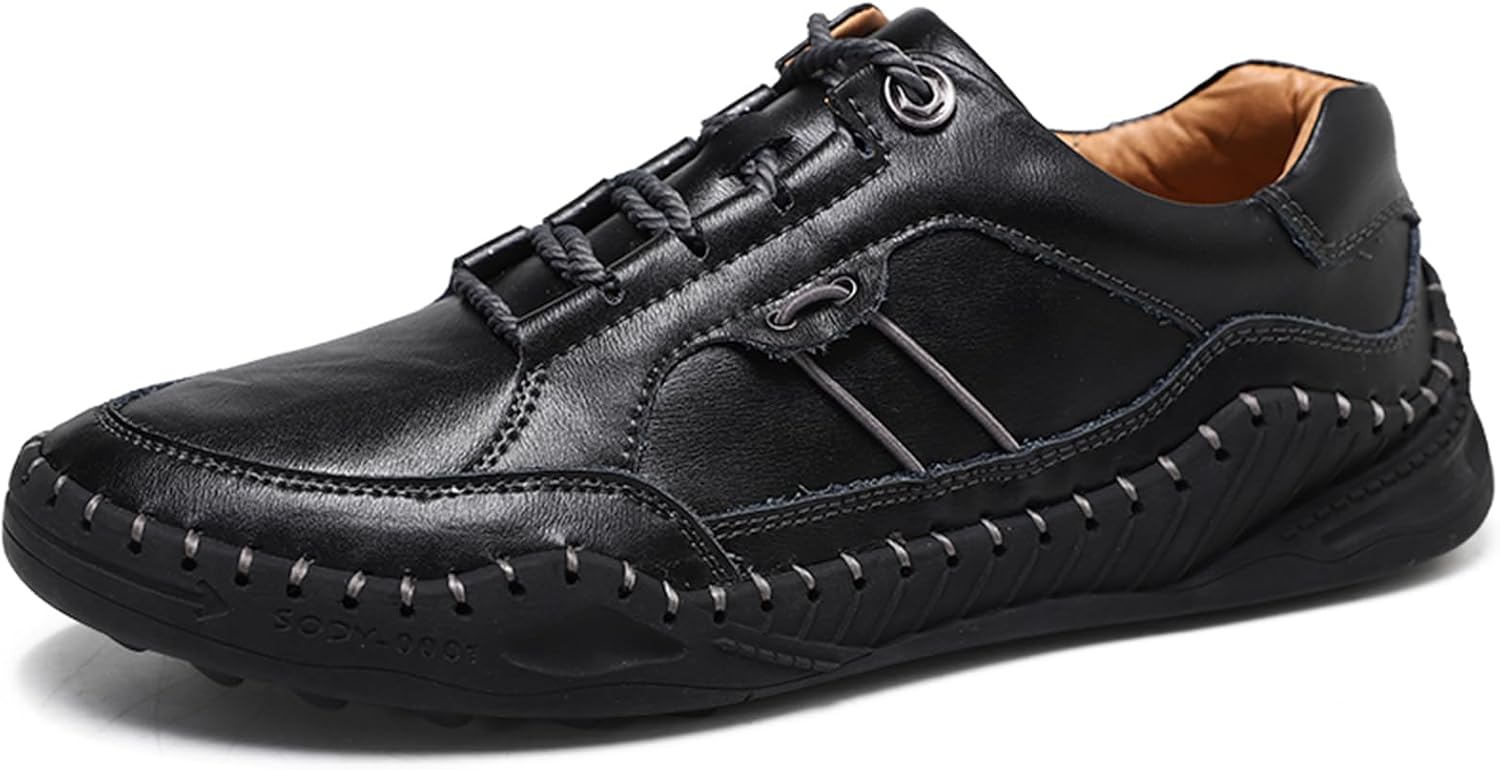 

Мужские модные кожаные кроссовки Мужские повседневные туфли Мужские мягкие удобные туфли для вождения и ходьбы Abborora, черный