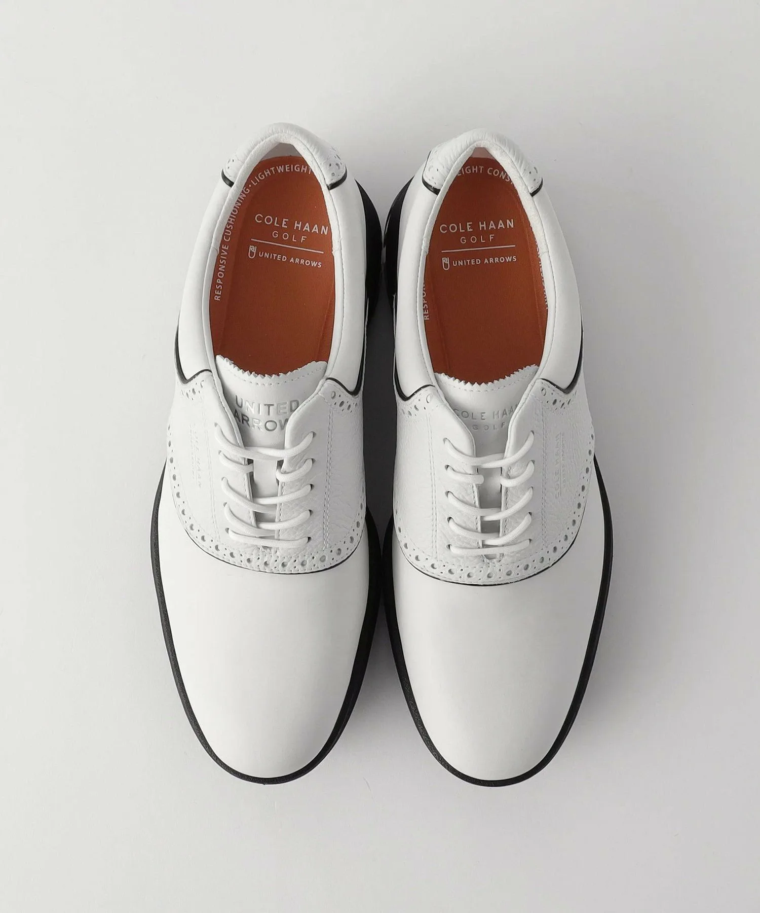 Мужские кожаные туфли Originalgrand Saddle для гольфа United Arrows Golf, WHITE — фото 3