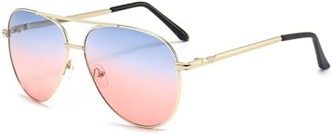 

Модные солнцезащитные очки 2027 года для женщин и мужчин, с градиентными линзами, металлической оправой, для пляжа и вождения, защита от УФ-излучения UV400 MTZJH, Blue Pink