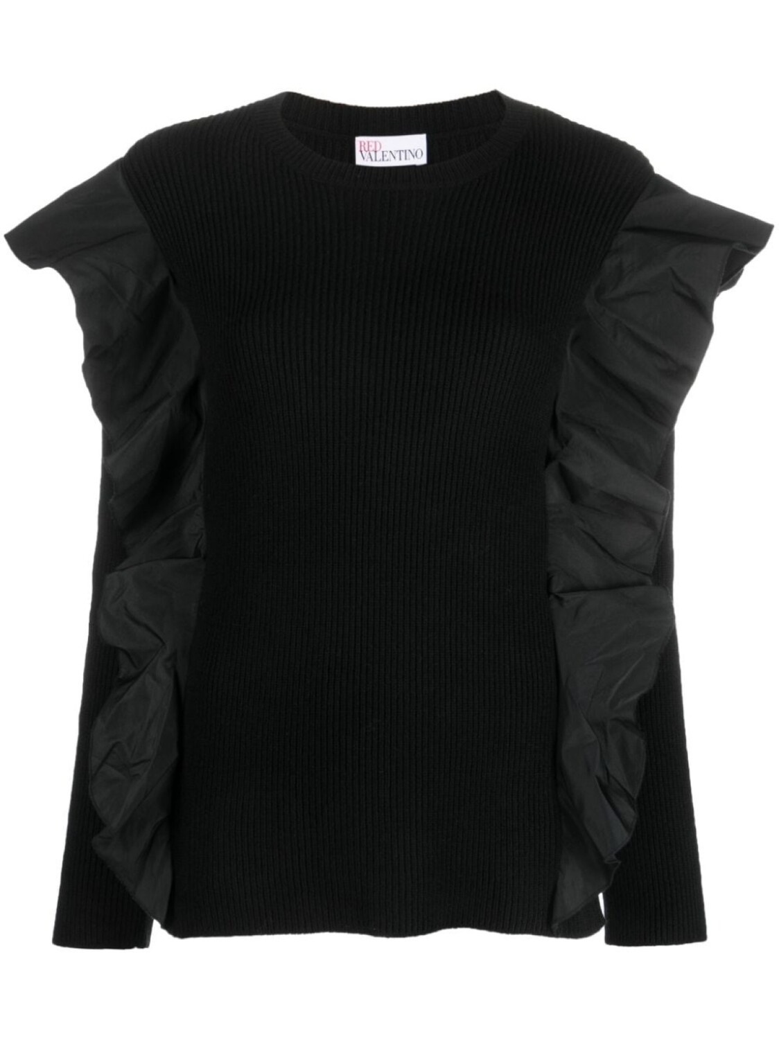 

RED Valentino топ в рубчик с оборками, черный