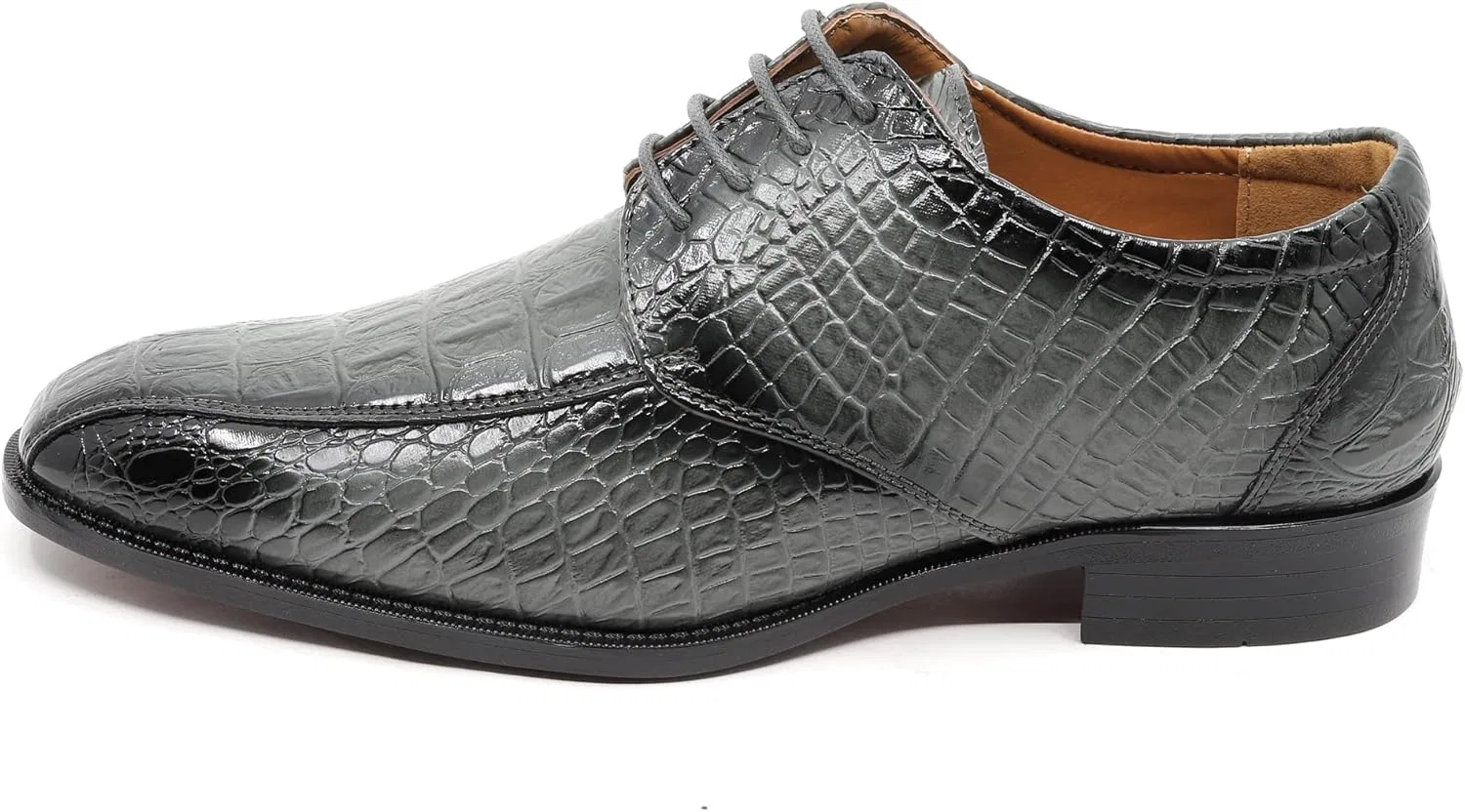 Мужские оксфорды с крокодиловым принтом, шнуровка, Crocodile-03 Metrocharm, Gray — фото 2