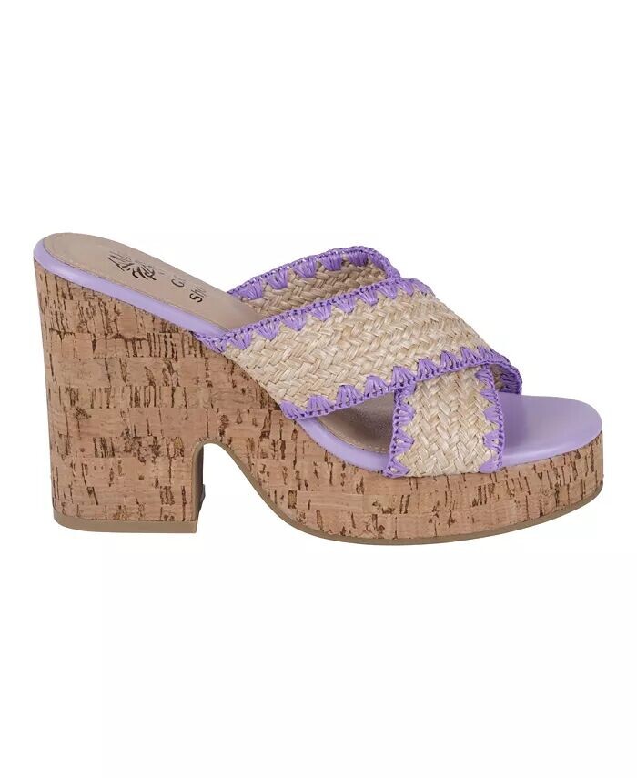 Женские босоножки Elsa на платформе из плетеной пробки на каблуке GC Shoes, фиолетовый — фото 2