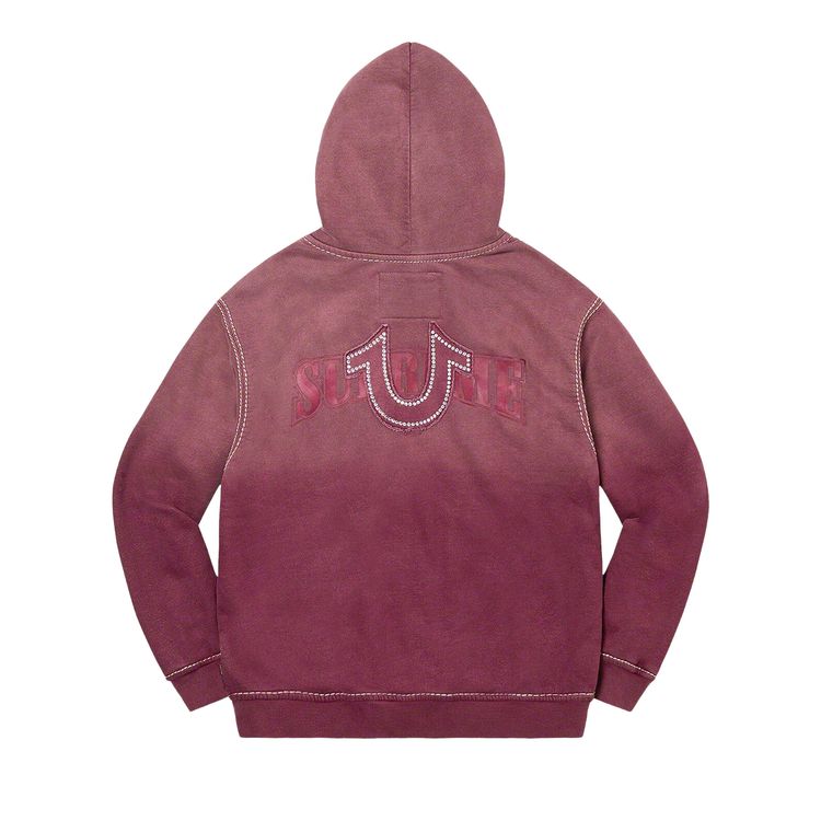 Толстовка Supreme x True Religion Zip Up Hooded Sweatshirt 'Eggplant', красный — фото 2