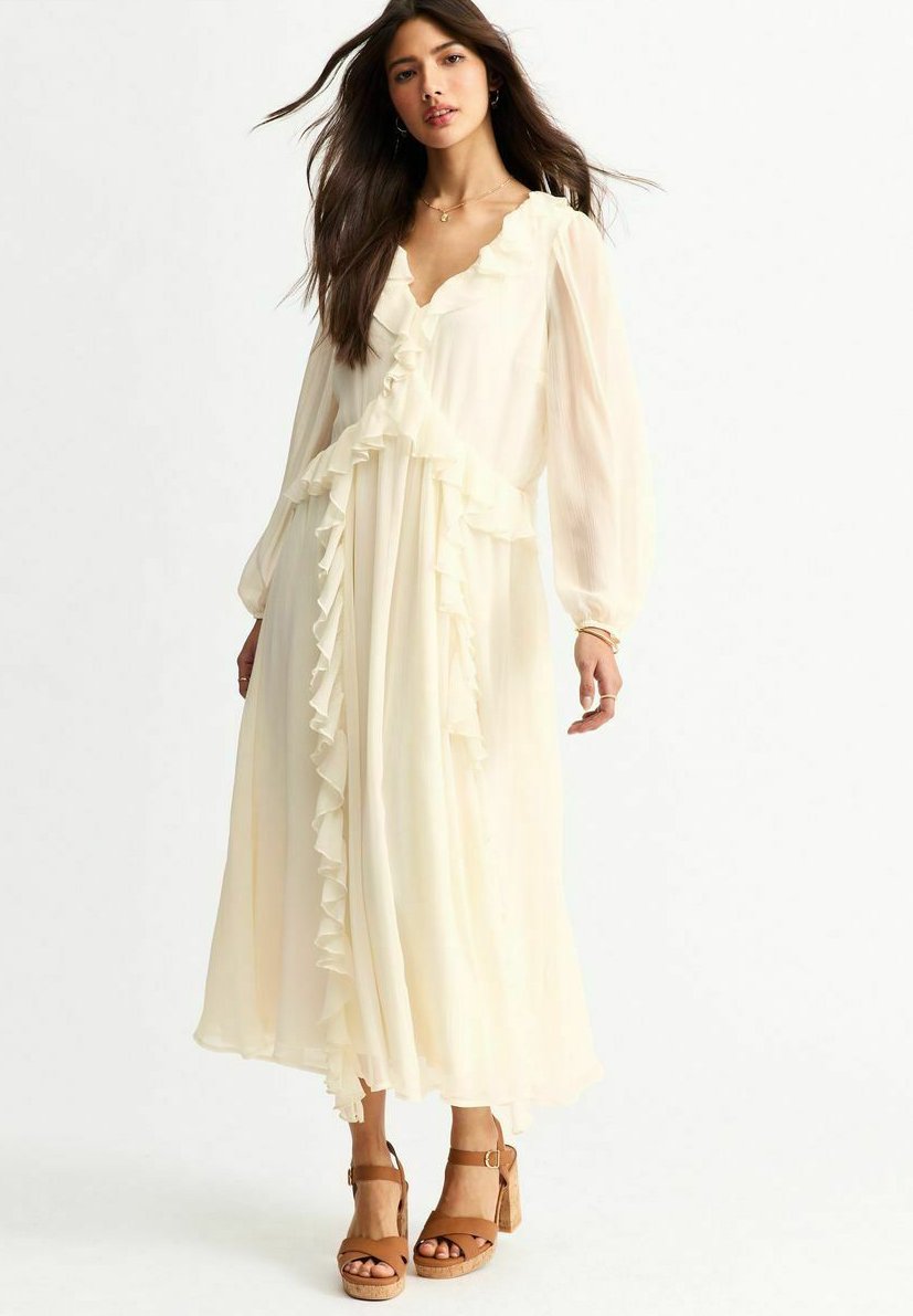 

Повседневное платье RUFFLE TRIMMED MIDI New Look, бежевый