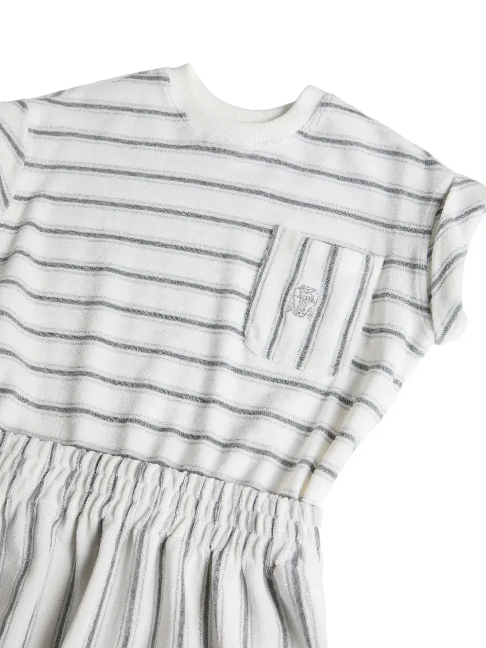 Платье из джерси в полоску Brunello Cucinelli Kids, белый — фото 3