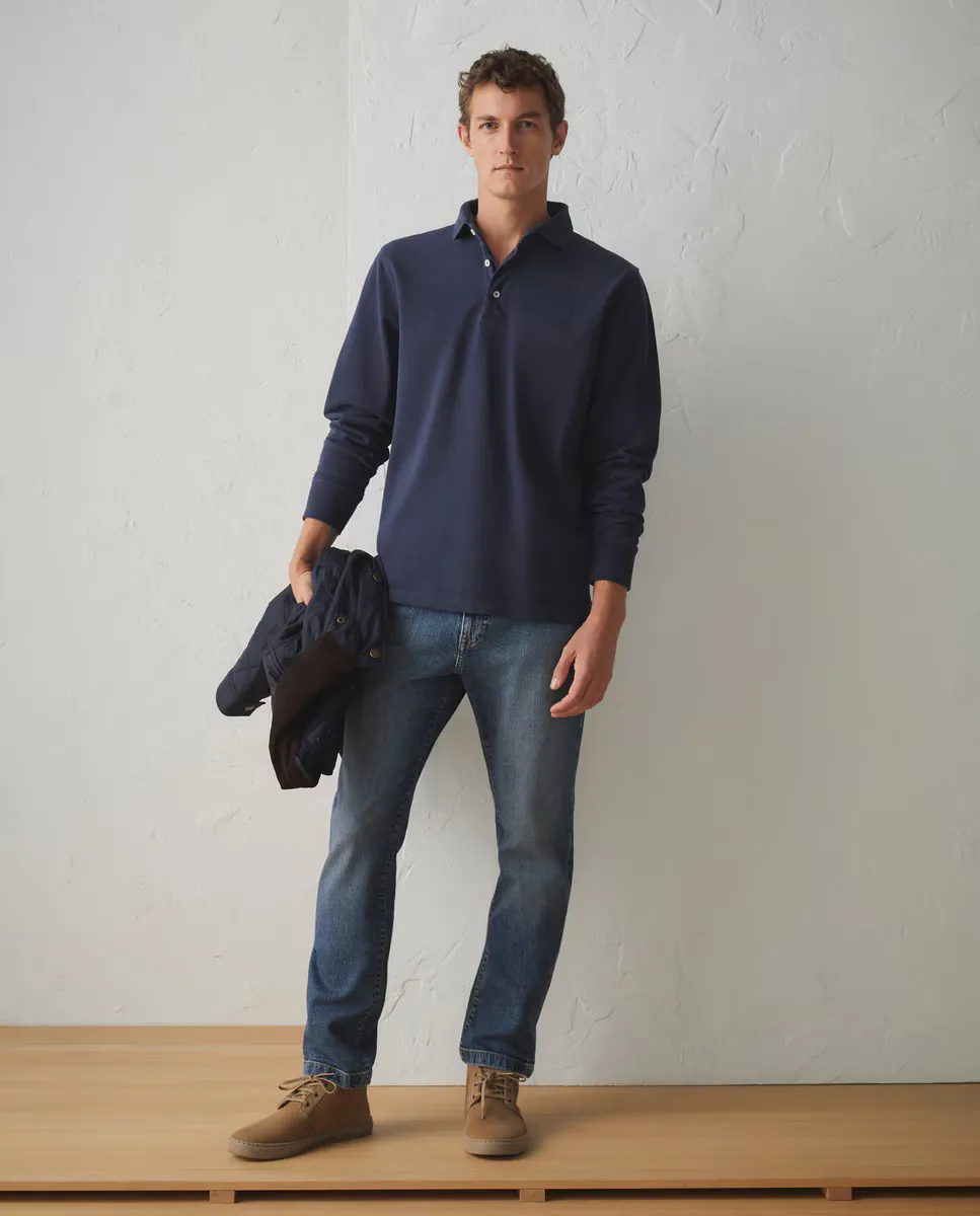 

Мужская рубашка-поло из пике с длинными рукавами Lloyd's, темно-синий