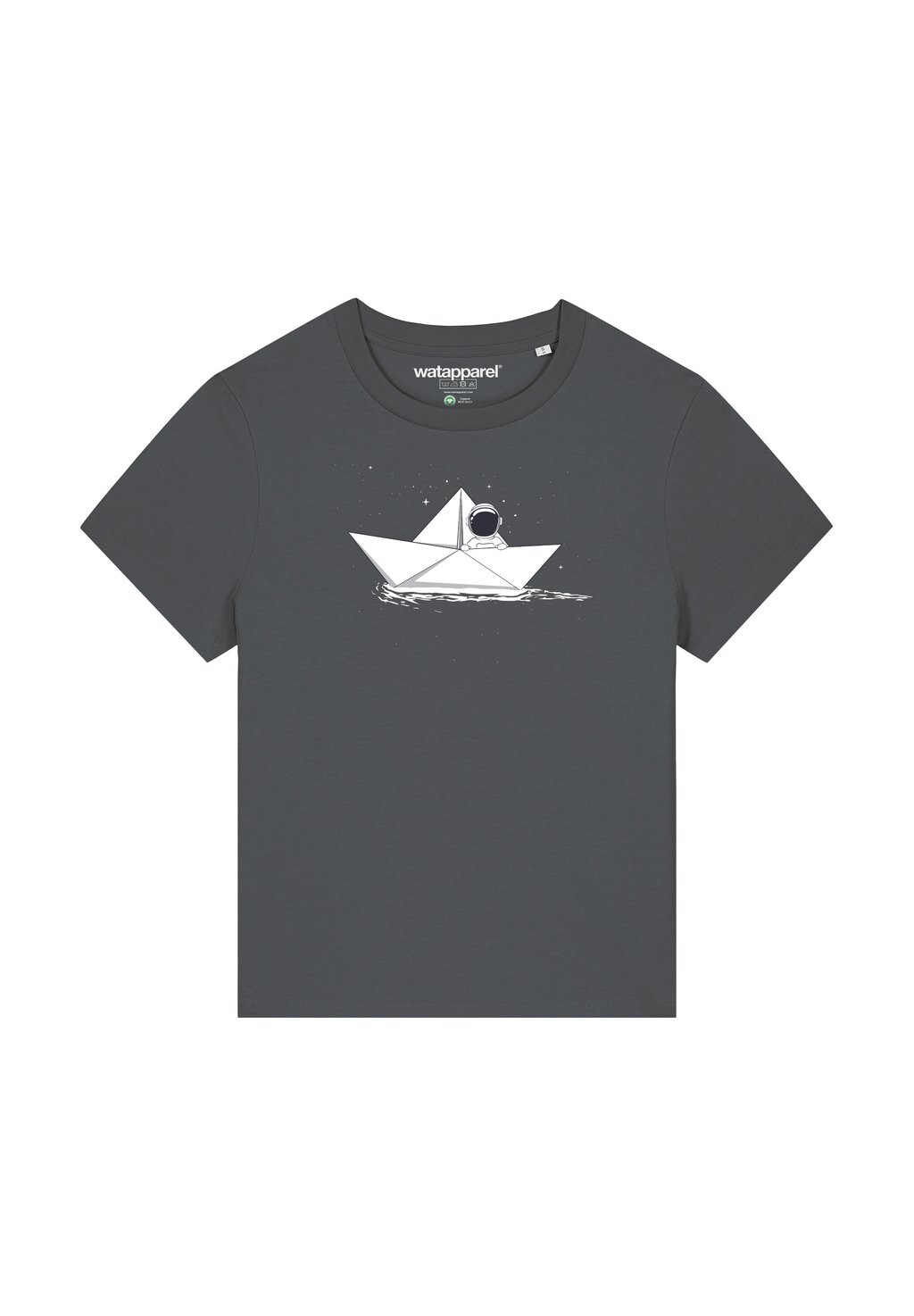 

Футболка с принтом ASTRONAUT IN PAPER BOAT watapparel, антрацит