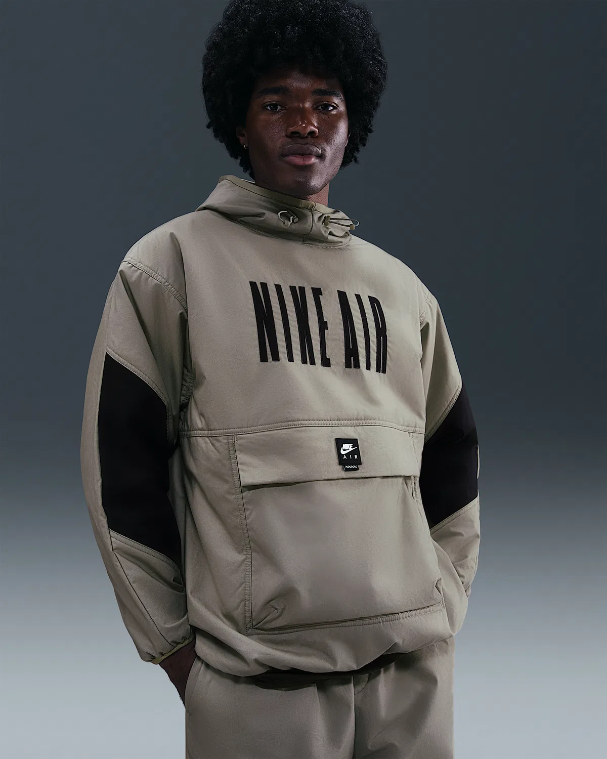 Мужская свободная утепленная куртка Nike Air, Light Army/Black