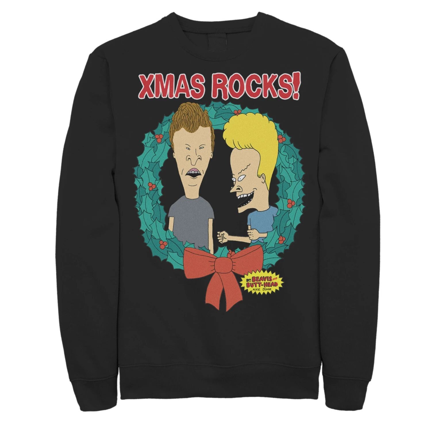 

Мужской свитшот с рождественским венком Beavis and Butthead Laugh Licensed Character