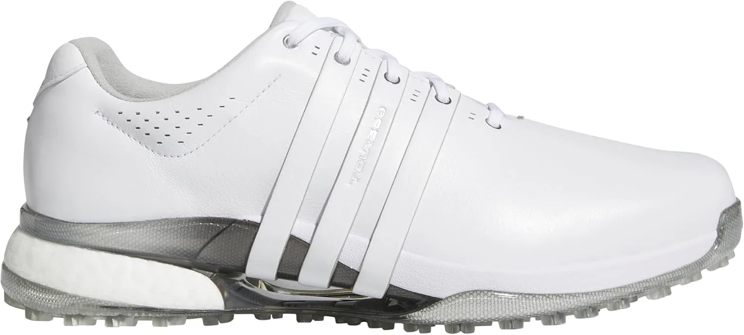 Мужские гольф-кроссовки Adidas Tour360 25 Wide без шипов, белый/металлик — фото 4