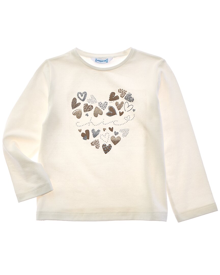 

Майорал Футболка с аппликацией в виде сердца Mayoral, слоновая кость