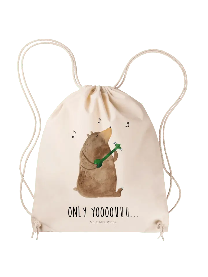 

Спортивная сумка Mr & Mrs Panda Sportbeutel Bär Gitarre, кремовый