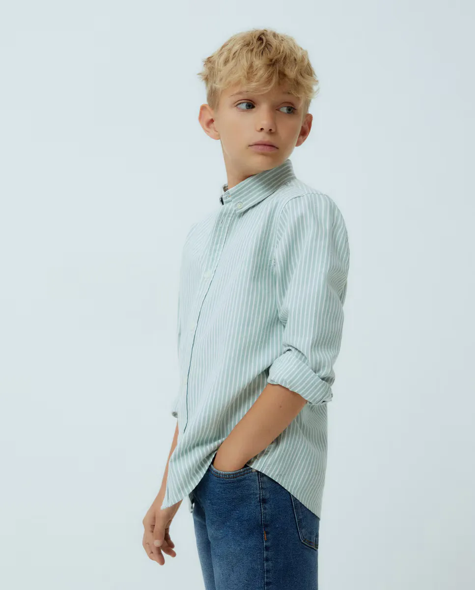 

Полосатая оксфордская рубашка для мальчика Kids El Corte Inglés, зеленый