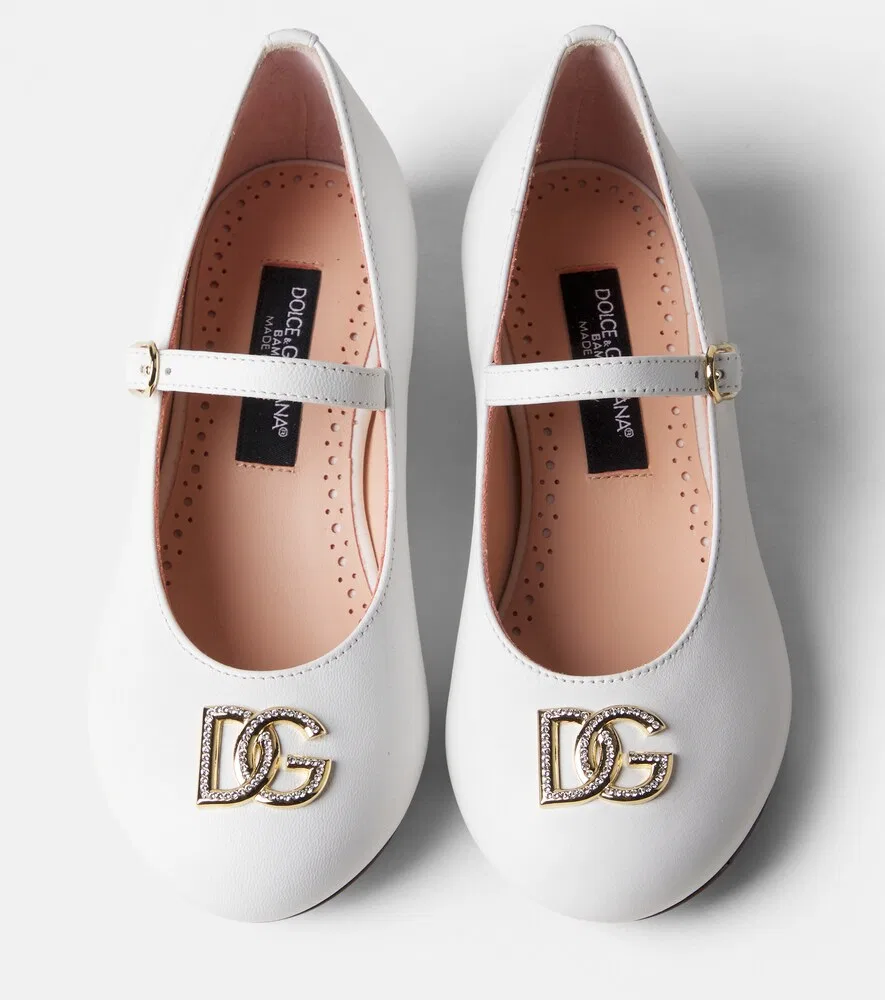 Балетки DG из декорированной кожи Dolce&Gabbana Kids, белый — фото 4
