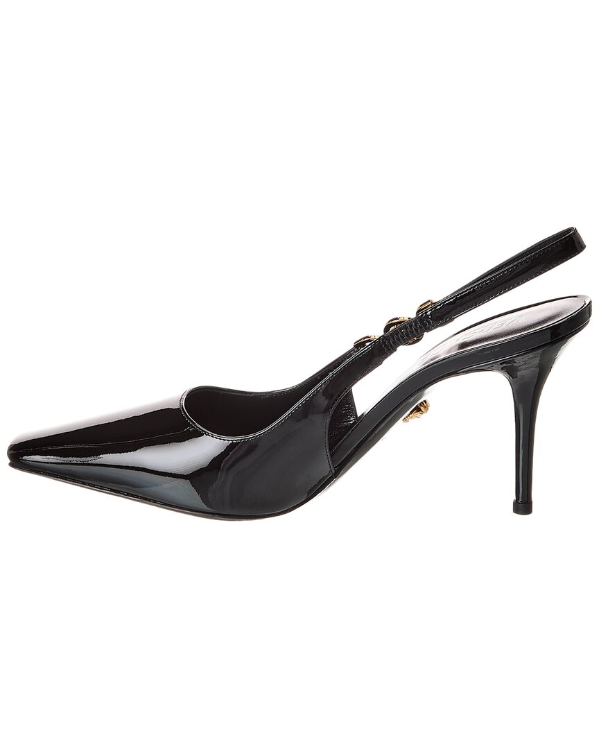 Патентованные туфли-лодочки Versace Slingback, черный — фото 2