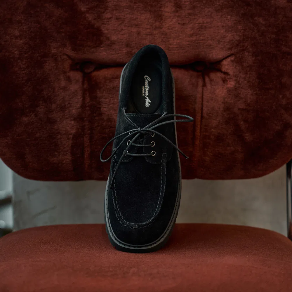 Мужские чёрные замшевые топсайдеры Customade Knox Casual, 3.5 см