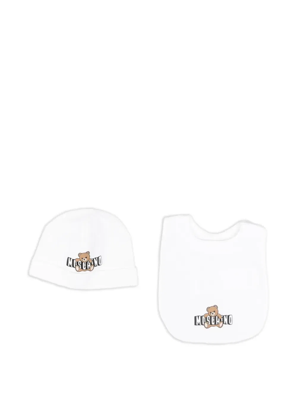 Комплект из шапок и нагрудников с логотипом Moschino Kids, белый