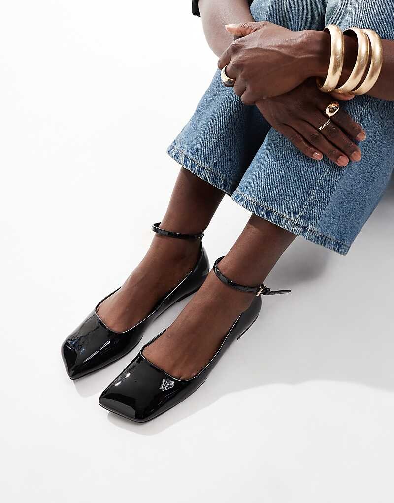 

ASOS DESIGN – Lyra – Черные балетки с наклоном