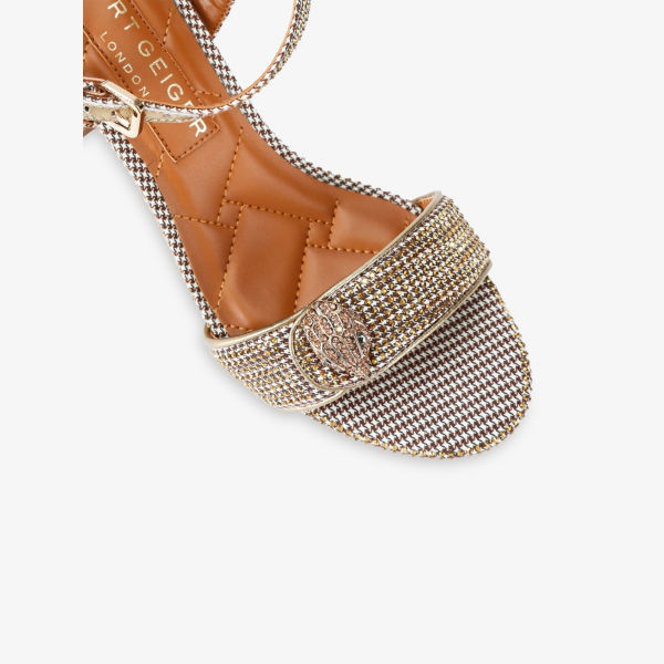 Босоножки Kurt Geiger London в клетку, бежевый — фото 4
