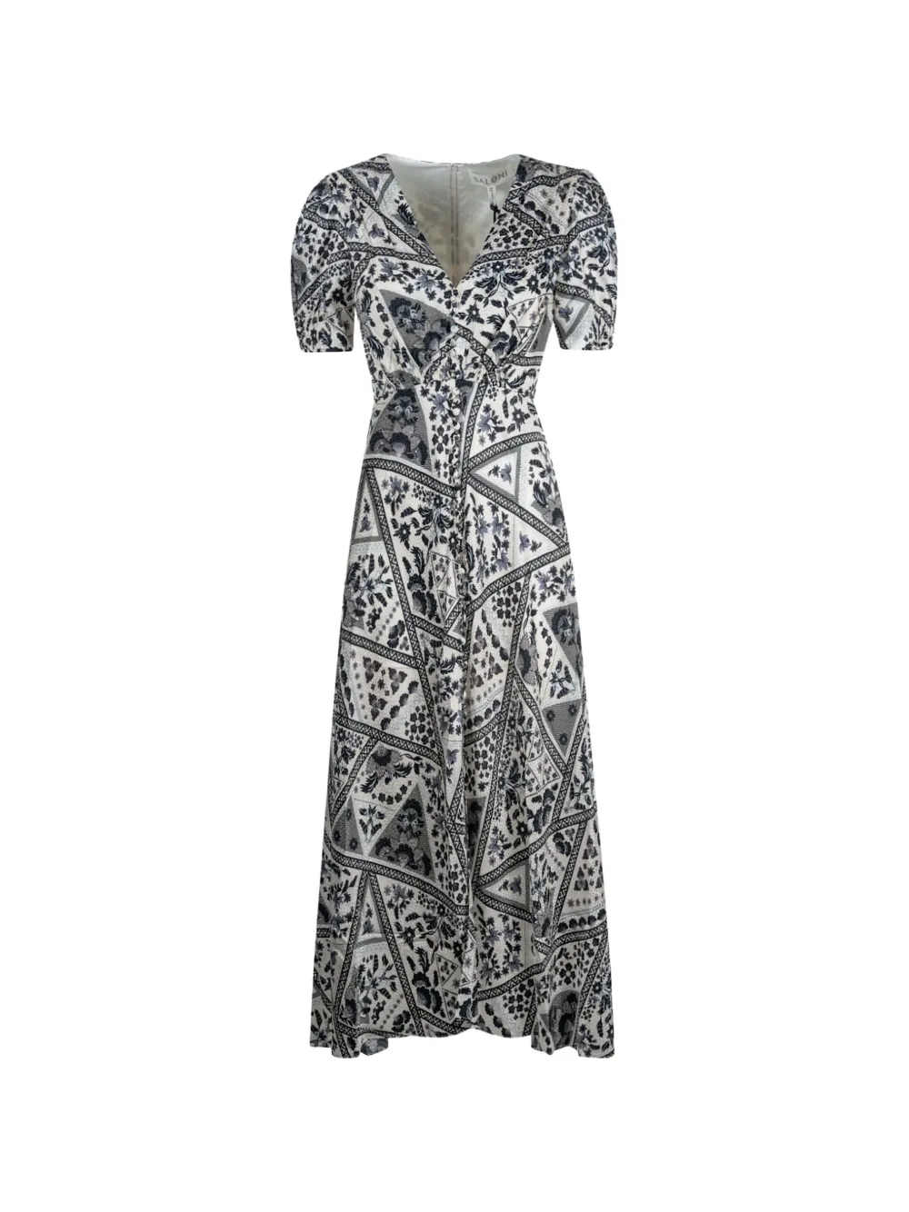 

Платье с цветочным принтом и пышными рукавами Saloni, белый