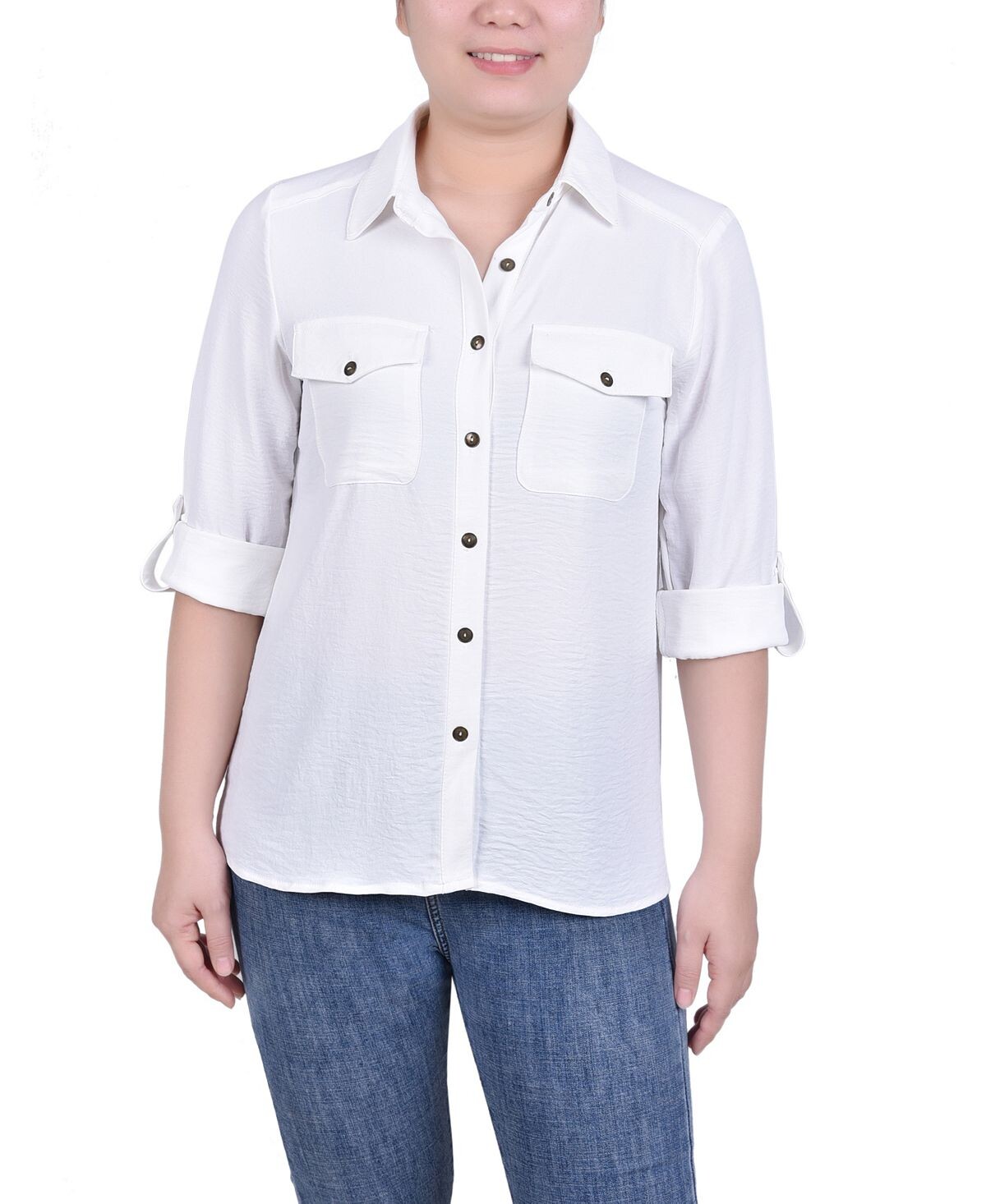 

Женская блузка с длинными рукавами и язычками NY Collection