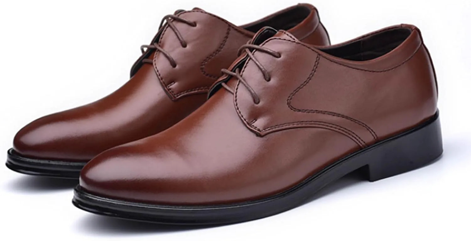 

Мужские классические туфли Легкие дышащие туфли на шнуровке Свадебные туфли Повседневные современные деловые формальные оксфорды NIGXWNS, коричневый