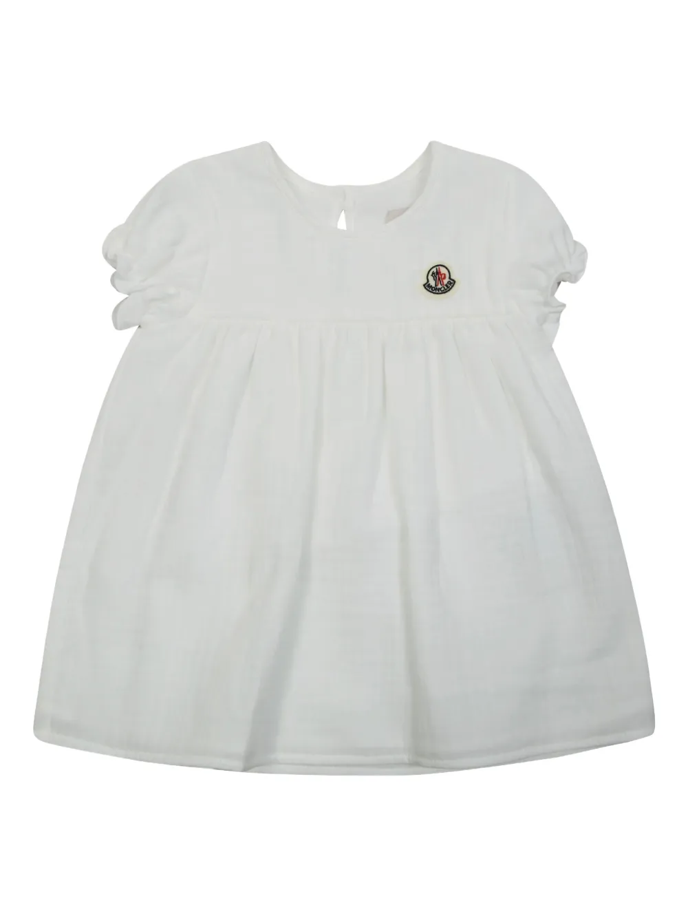 

Платье с нашивкой-логотипом и короткими рукавами Moncler Enfant, белый