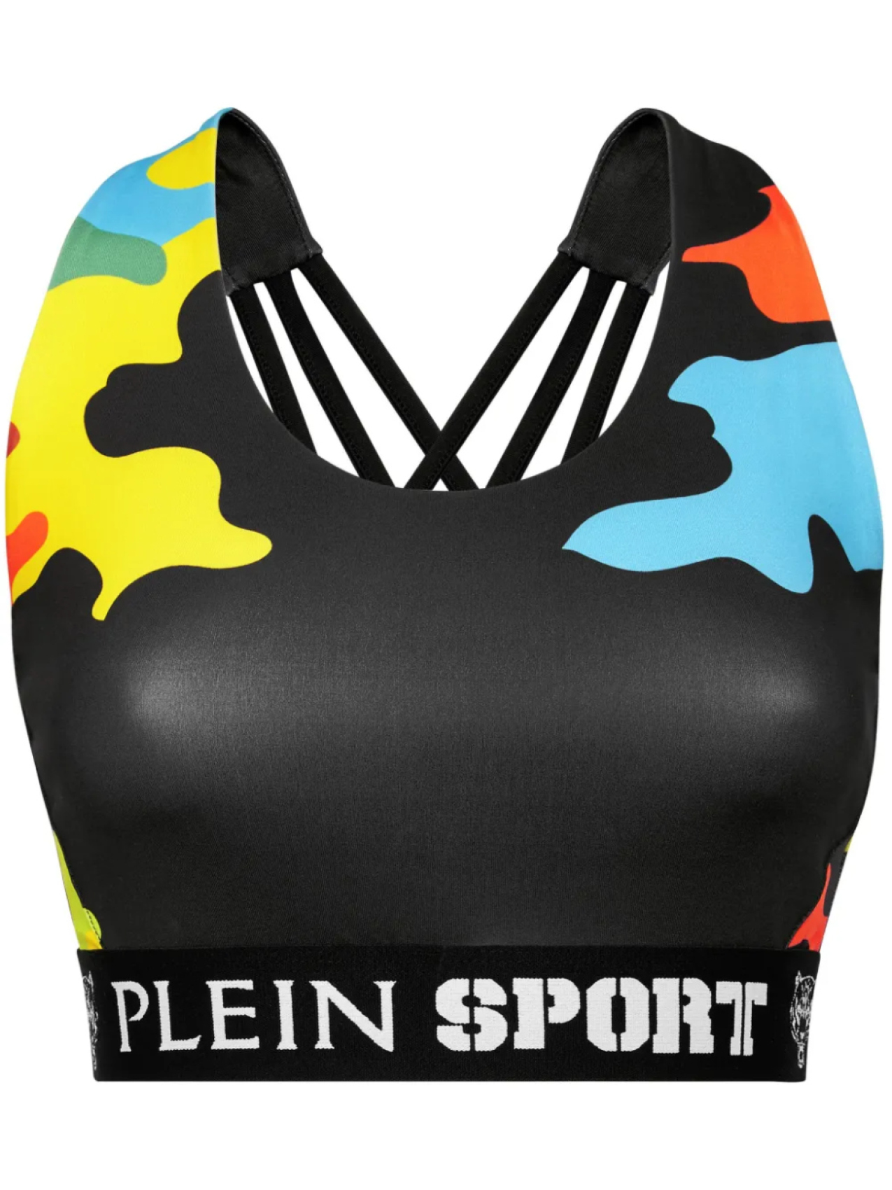 

Plein Sport спортивный бюстгальтер с камуфляжным принтом, черный