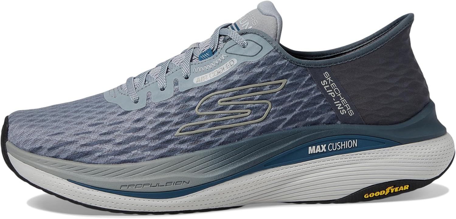 Мужские слипоны Skechers без застежек с максимальной амортизацией и поддержкой движения, Charcoal — фото 4