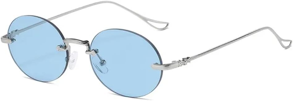 

Овальные солнцезащитные очки без оправы для женщин и мужчин, защита от УФ-излучения UV400, маленькие линзы с градиентным переходом цвета, металлическая оправа, декоративный стиль панк TVTBBVV, C4