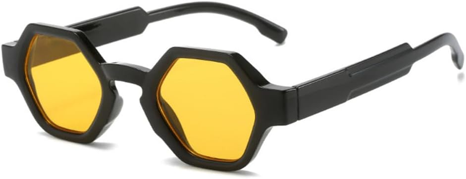 

LVTFCO Polygon Женские модные солнцезащитные очки с прозрачными линзами Ocean Lens UV400 Модные мужские уникальные ретро-солнцезащитные очки желто-фиолетового цвета, Black Yellow