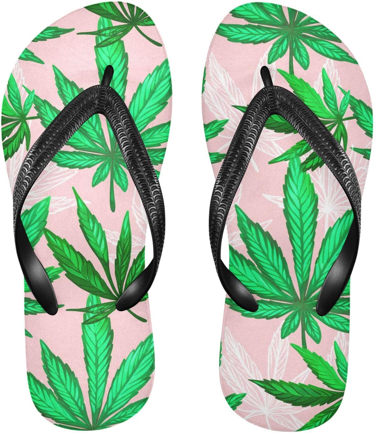 

Зеленые листья Розовые шлепанцы Пляжный душ Вьетнамки Резиновые Нескользящие Летние тапочки Мужская обувь для ходьбы Sinestour