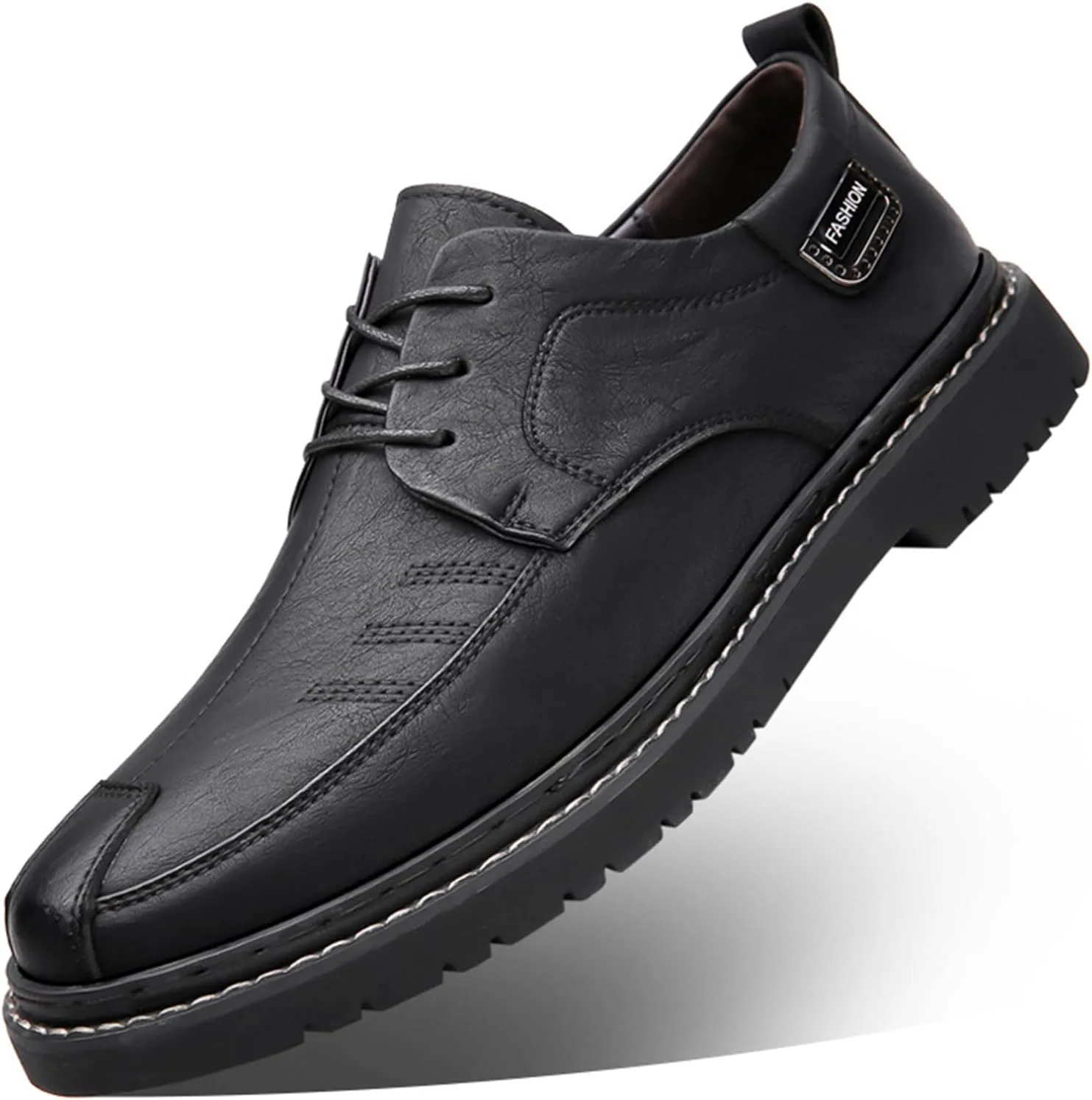 

Мужские кожаные повседневные деловые оксфорды на шнуровке, плоские классические туфли, дышащие, с мягкой подошвой, удобные лоферы для ходьбы Ephirebra, черный