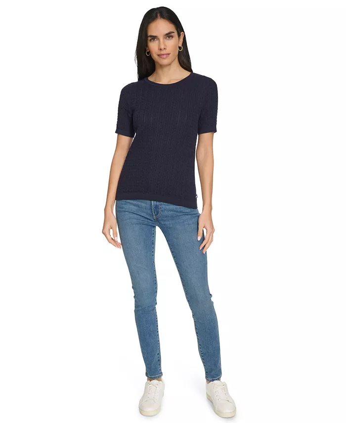 

Женский свитер с короткими рукавами и плетением Rope Cable Nautica Jeans, синий