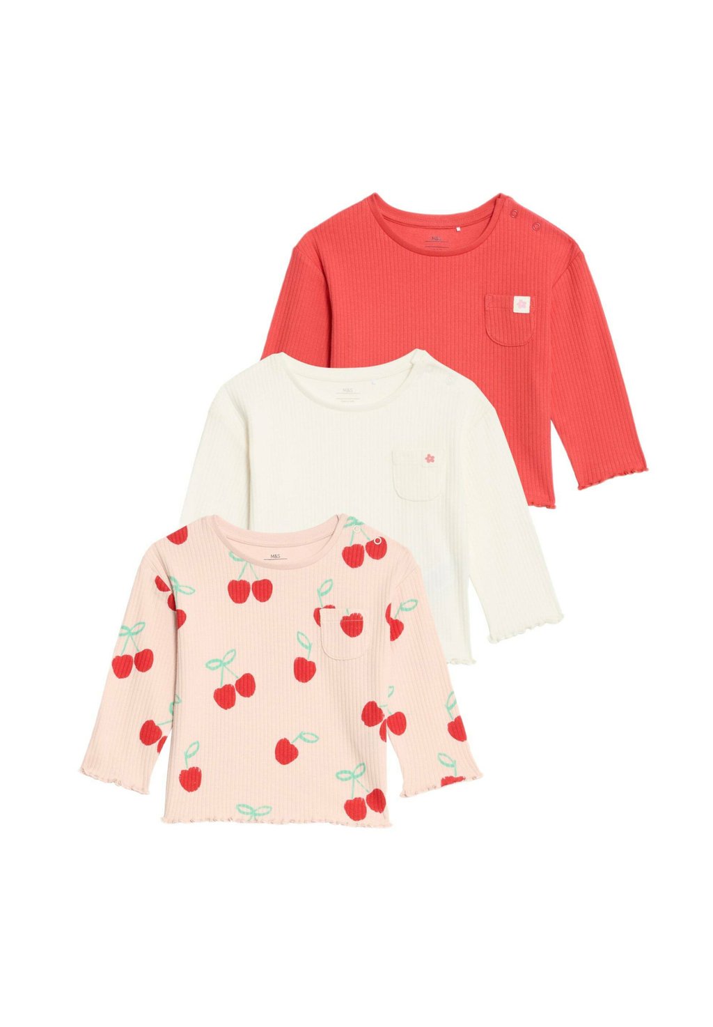 

Футболка с длинным рукавом 3 PACK CHERRY Marks & Spencer, светло-красный